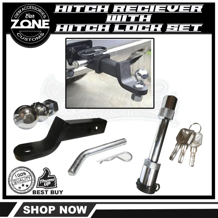 Heavy Duty Tow Hitch Reciever with Tow Ball & Hitch Lock with Key Set