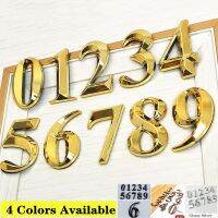 1PC House Number Gate Digits 0 To 9 Plastic Self Adhesive Lean Prominent Shape Golden 5/7Cm 3D Numeral Door Plaque Home Sticker
