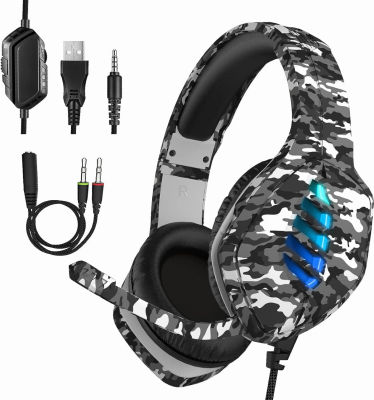 ERXUNG targeal Gaming Headset with Microphone - for PC, PS4, PS5, Switch, Xbox One, Xbox Series X|S - 3.5mm Jack Gamer Headphone with Noise Canceling Mic - Camo
