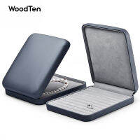 WoodTen หนัง PU เครื่องประดับแหวนกล่องจี้สร้อยคอกล่องเครื่องประดับออแกไนเซอร์จัดเก็บแฟนกล่องของขวัญวันเกิด H079