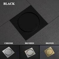 Floor Drain Brass Anti-Odor Bath Drain Deodorization Square Kitchen Toilet Shower Room Cover Large Drainage Black 10*10CM