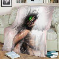 (Multi size available in stock)  Shingeki No Kyojin Eren Ye Custom Flannel Throw Blanket Personalized Blankets for Sofa Gift Customized DIY Print on Demand  (Free personalized design available)