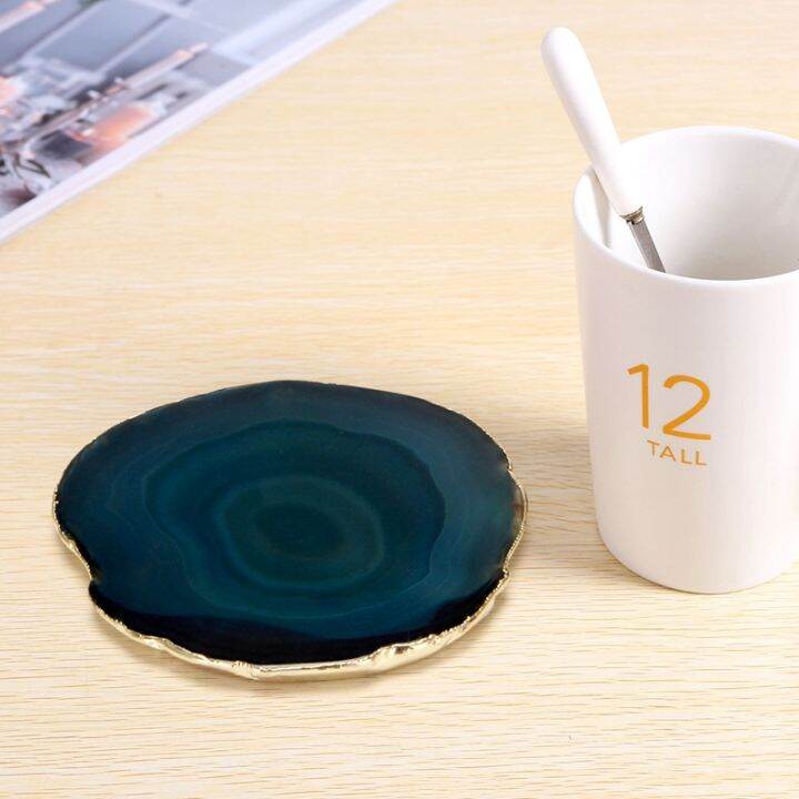 2pcs-agate-slice-blue-agate-coaster-teacup-tray-decorative-design-stone-coaster-gold-edges-home-decor-gemstone-coaster