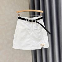 2023 Summer Khaki Work Dress Denim Skirt Half Skirt Womens Anti glare High Waist Elastic Wrap Hip Short Skirt A-line Skirt