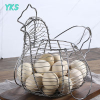 ?【Lowest price】YKS ตะกร้าลวดเก็บไข่ไก่รูปทรงไก่ Homewares ตะกร้าลวดสำหรับใส่ของในฟาร์ม