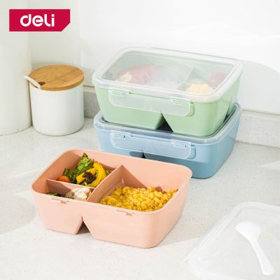 Deli กล่องใส่อาหาร กล่องถนอมอาหาร กล่องเก็บอาหาร กล่องใส่อาหารกลางวัน กล่องข้าว กล่องอาหาร เข้าไมโครเวฟได้ พกพาสะดวก Plastic Lunch Box