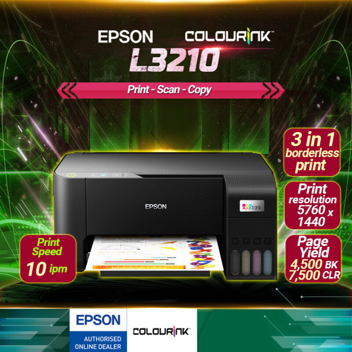 Epson L3210 Ink Tank 3 In 1 Inkjet Printer Original Genuine Refill Ink Bottle Similar G2010 T220 8309