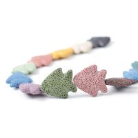 24X25/31X25mm Colorful Fish shape Lava Beads Shape Volcanic Rock Loose Spacer Beads Jewelry Earrings Necklace Making DIY Beads