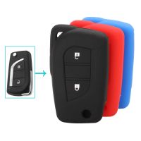 【cw】 jingyuqin 2 Buttons Remote Car Key Case Silicone Cover Fob For Toyota Hilux Corolla Avensis Prado Fortuner RAV4