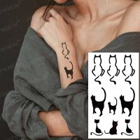 Black Cat Tattoo Sticker Cross Waterproof Temporary Tattoo Women Sexy Cute Body Art Wrist Neck Finger Flash Fake Tattoo Men