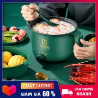 ( Hàng Đẹp) Ca Điện Xanh Siêu Chống Dính- Nồi Lẩu Điện Mini 2 CHẾ ĐỘ Ca Nấu Mì Siêu Tốc CHỐNG DÍNH Tặng Kèm Xửng Hấp SIÊU XINH (Xả Kho)