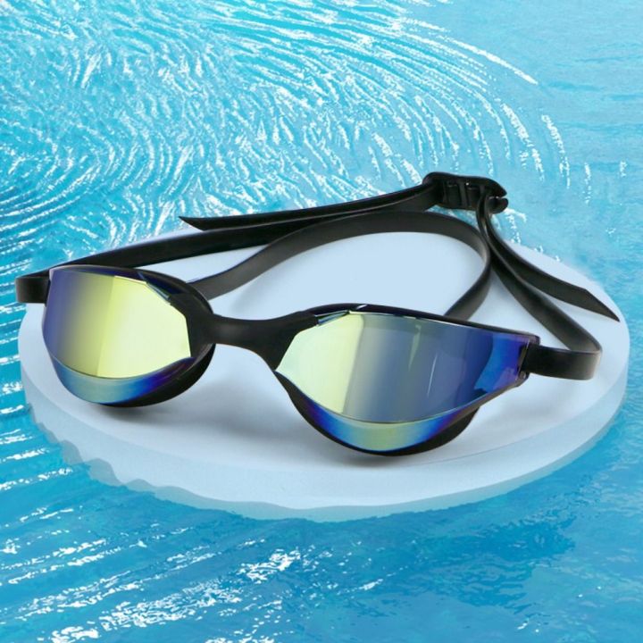 rongjingmall-คุณภาพสูงผู้ใหญ่เลนส์แว่นตาว่ายน้ำซิลิโคน-electroplated-ว่ายน้ำ-hd-กันน้ำเยาวชนว่ายน้ำแข่งรถป้องกันรังสียูวีแว่นตาว่ายน้ำ