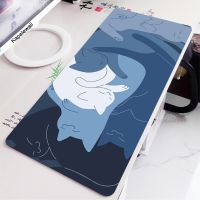 （Lao 6 s mouse pad） Kawaii แมวแผ่นรองเมาส์สีฟ้า90x40สีดำและสีขาวกับแมว Xxl โต๊ะเสื่อ Catpaw M Ousepad คอมพิวเตอร์ขนาดใหญ่ Slipmat อะนิเมะอุปกรณ์เสริมเคสและซองมือถือ