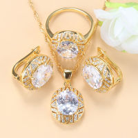 10-Colors Luxurious Gold-Color Necklace Sets Fashion Wedding African Women Accessories Clip Earrings Charm Bracelet Jewelry Sets