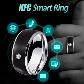 Smart Rings NFC Multifunctional Waterproof Intelligent Ring Smart Wear Finger Digital Ring Smart Accessories, Women's, Size: 6, Black