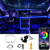 5IN1 6IN1 Neon LED Car Interior Ambient Light Fiber Optic EL Wire Strip Light App USB RGB Auto Accessories LED Decorative Lamp