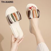 Slippers female summer fashionable flat non-slip soft bottom spell a word procrastinates ethical cool restoring ancient ways outdoor slippers