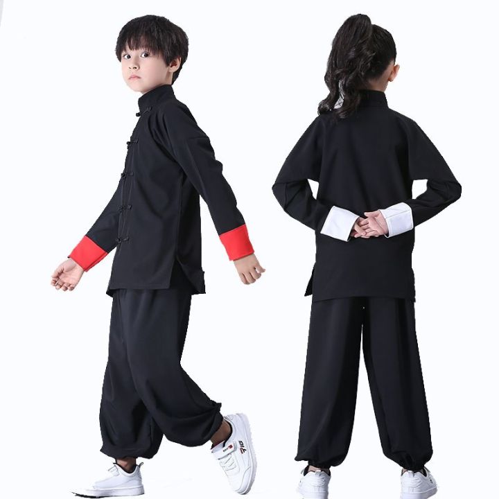 ชุดกังฟูเด็กชุดจีนโบราณสำหรับเด็กหญิงเด็กชายชุดวูซูชุดแต่งกายพื้นบ้านชุดสูทไทชิ