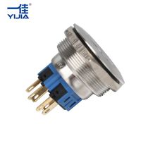 、‘】【’ 30Mm LED Ring Momentary Illuminated Push Button Switch GQ30-11E/S Stainless Steel 6 Pin 1NO1NC Silver Contact Metal Reset