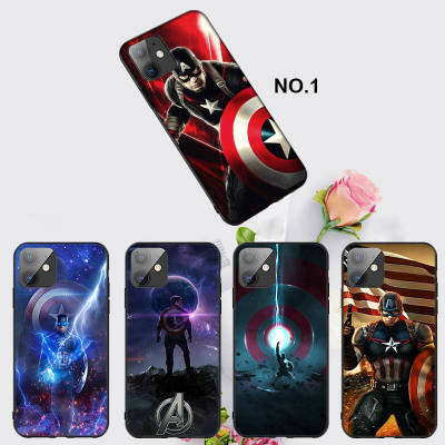 Casing หรับ iPhone 14 13 11 Pro Max 11 Mini 8+ 8 Plus EL23 Captain America Mavel Pattern Phone เคสโทรศัพท์ อ่อนนุ่ม TPU Shockproof Black ปก