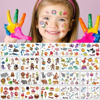 hot！【DT】▼  12Pcs Fake Child Stickers Cartoon Temporary Tattoos Kids Arms Collection Unicorn Animals