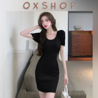 QXshop จัดส่งไว ?? เดรสผู้หญิงชุดเดรสออกงาน ชุดเดรสแฟชั่นชุดเดรสแขนตุ๊กตา  สีพาสเทลน่ารักน่ารัก ให้เลือกถึง4สี ราคาลดจัดโปรโมชั่นขน