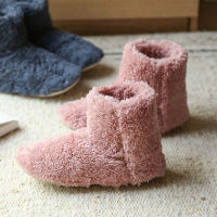 2021 Winter Women Coral Fleece Slippers Girls Soft Soles High Boots Indoor Home Non-slip Sock Floor Shoes Men Plush Warm Shoes