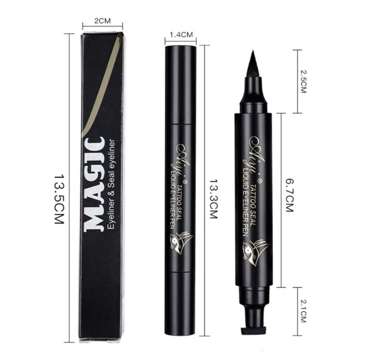 Double Headed Left And Right Liquid Eyeliner Pen Waterproof And No Smudging Eye Liner 1pc 
