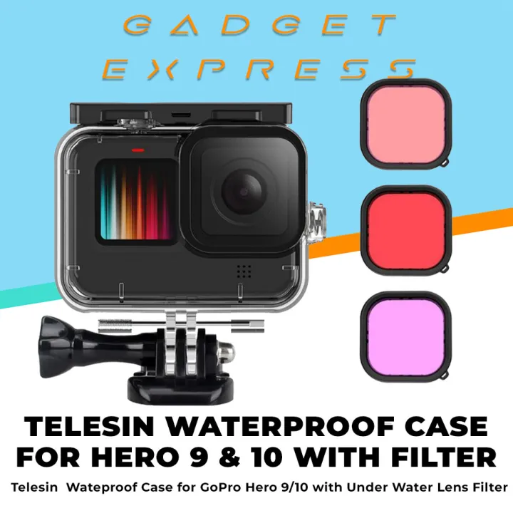 Telesin Waterproof Case for GoPro Hero 9 10 and 11 with Lens Filter