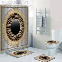 【CW】✧♝  Grecian Greek Meanders Mandala Pattern Shower Curtain and Rug Set Abstract Mats Rugs Toilet