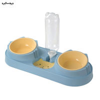 SUC Pet Double Bowl Feeder Automatic Water Dispenser Anti-Overturning Pet Cat Feeding Bowl