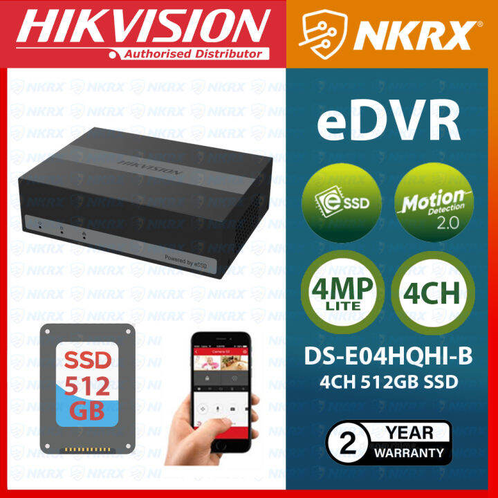 Hikvision EDVR With 512GB SSD | DS-E04HQHI-B | 4-ch 1080p Lite 1U H.265 ...