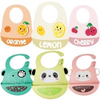 【CC】 Cartoon Print Silicone Bib Children BPA Soft Baby Bibs Drooling Saliva Boy Kids Feeding