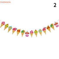 ?【Lowest price】CHANGDA Cool Ice Cream Popsicle BANNER bunting สำหรับฤดูร้อนปาร์ตี้บาร์ Garland