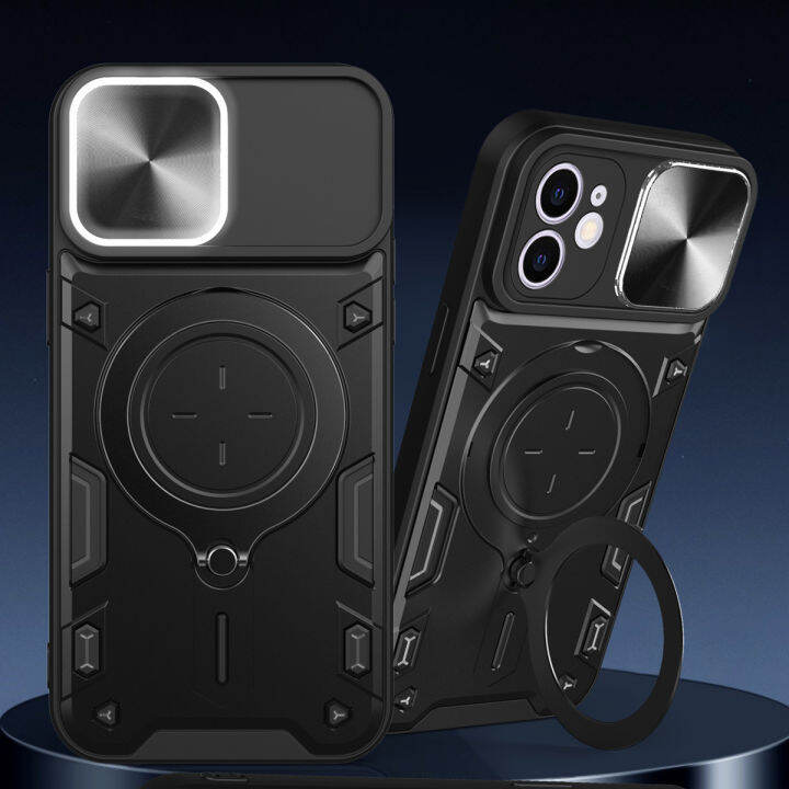 เคสโทรศัพท์ใหม่สำหรับ-iphone-12-พับได้360องศาแท่นวางหมุนได้ยานพาหนะแบบเลื่อนเปลือกหลังแบบแข็งกันกระแทก-กระจกเทมเปอร์ปกป้องหน้าจอสำหรับเคส-iphone-12