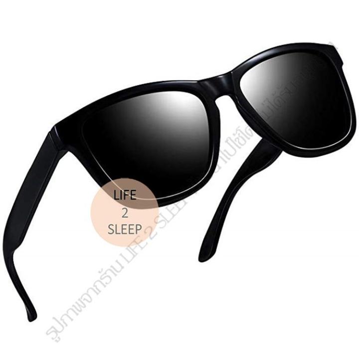 แว่นกันแดด-sunglasses-แว่นตากันแดด-วินเทจ-polarized-uv400-สำหรับชายและหญิง-premium-black-frame-smoke-lens