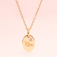 จี้เพชรแท้ ทองแท้ 9k Mini Oval with Diamond Pendant (จี้อย่างเดียว)(แจ้งตัวอักษรทางแชทได้เลยค่ะ)