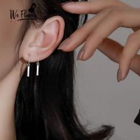 We Flower S925 Silver Geometric Strip Hoop Earrings for Women Girls Chic Fashion Ear Jewelry