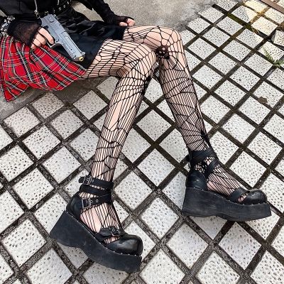 Gothic Dark Spider Pantyhose Female Hollow Out Thigh High Stockings Lolita Kawaii Breathable Shaping Halloween Tights колготки