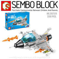 บล็อกตัวต่อเครื่องบิน J-10B พร้อมมินิฟิกเกอร์ 2 ตัว SEMBO BLOCK 202124 จำนวน 338 ชิ้น