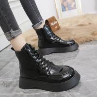 Flat Heel Womens Rubber Boots Shoes Lace Up Boots-Women Round Toe Luxury Designer Rain Black Med Lolita Rock Autumn Ladies 2021