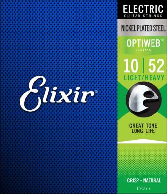 (ของแท้ 100%) สายกีตาร์ไฟฟ้า Elixir 19077 Optiweb Coated Nickel Plated Electric Guitar Strings Light Heavy 10-52