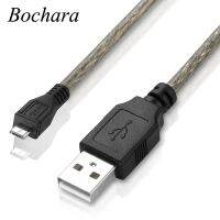 Bochara USB 2.0 Micro Data Cable USB-A to Mirco-B Dual Shielding(Foil Braided) Transparent Black 1.5m 3m 5m 10m