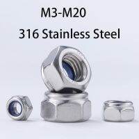 Hexagon Nylon Insert Lock Nuts M3 M4 M5 M6 M8 M10 M12 M14 M16 M18 M20 316 Stainless Steel Hex Metric Self-locking Nylon Locknut Nails Screws Fasteners