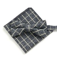 HOOYI Plaid Bow Ties Set Bowtie Sets Pocket square Handkerchiefs men Cotton Towel Gift