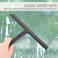 Shower Squeegee, Silicone Window Squeegee Black Wiper Without Drilling Shower Cleaner with Hanging Hook