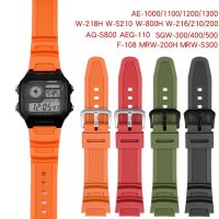 ยางนาฬิกาสำหรับ Casio AQ-S810W/S800W AE-1000W SGW-400H/300H/500H W-735H ซิลิโคนโลหะหัวเข็มขัดสร้อยข้อมือ