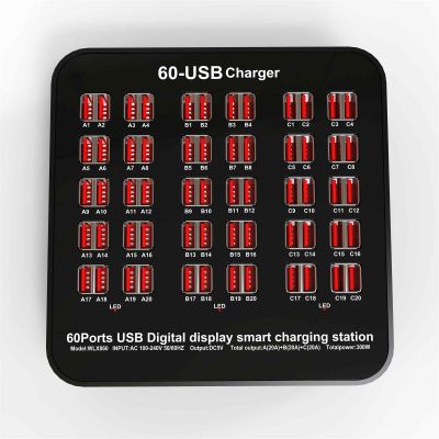 Multi Ports USB Hub Charger Station 12 24 60 Ports Charging Smart Wall Charger Fast Charging Station for USB Device