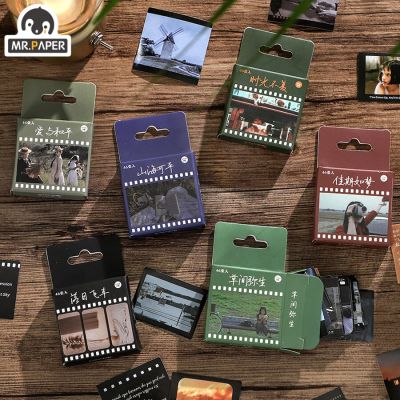 Mr. Paper 46Pcs/Box Literary Film Clips Boxed Stickers Vintage Aesthetic Landscape Hand Account Decorative Material Stickers