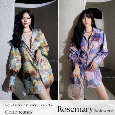 New Victoria minidrees shirt🌷เดรสเชิ้ต ภาพพิมพ์ลาย เสื้อใส่สบายไม่ร้อน ต้องจัด งานป้าย cottoncandy #Rosemary Basicstore